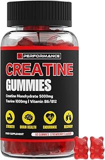Creatine Gummies 5000mg for Men & Women Creatine Monohydrate Plus B12 and L-Taurine, Strawberry Flavour Chewable Gummies, Sugar-Free & Vegan for Enhanced Performance & Recovery 1 Month Supply
