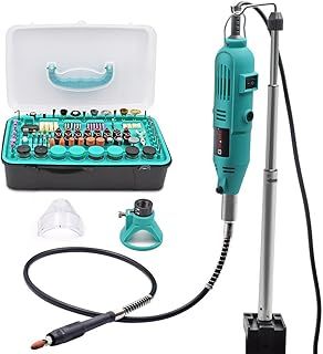 GOXAWEE Rotary Tool Kit with 288 Accessories, 130W Power Multi Tool with 6 Speed 8000-30000RPM, Hold Hanger Stand Clamp, Flexible Drill Shaft, Die Grinder for Drilling, Engraving, Cutting, and DIY