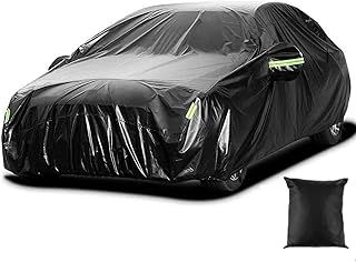 Car Cover Waterproof Heavy-Duty Full Outdoor Exterior Covers Sun Rain Dust Protection with Mirror Caps and Windproof Straps, Fit Hatchback Mini Van/MPV/Station Wagon/Hatchback Length up to 440cm