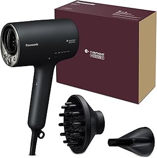 Panasonic EH-NA0J-N895 Hairdryer with Diffuser, Nanoe Moisture+ and Mineral Technology, Intelligent Heat Sensing, Styling Nozzle, Hot & Cold Alternating Mode, Black & Champagne Gold