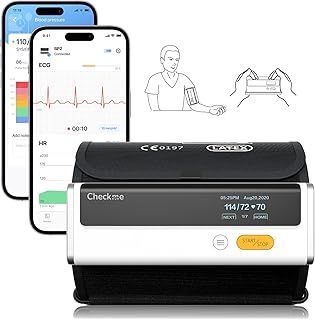 CheckMe Armfit Plus Upper Arm Blood Pressure Monitor with ECG and ECG Report Analysis for Home Use, Bluetooth Blood Pressure Machine, App for Android&iOS, w/Multi-User Management&Unlimited Storage