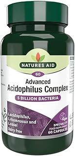 Natures Aid Acidophilus Complex, 5 Billion Bacteria, 180 Capsules (Lactobacillus Acidophilus, Lactobacillus Rhamnosus, Lactobacillus Casei, Good Bacteria, Shelf Stable, Vegan Society Approved)