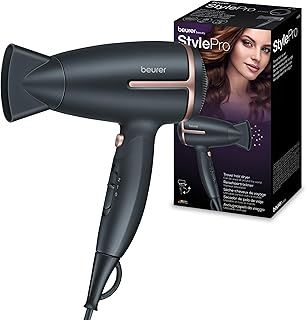 Beurer HC 25 Travel Hair Dryer with ion function, powerful blow dryer, for sleek & soft hair, foldable, ideal for on the go, 1600 watts, worldwide voltage adjustment 110-120/220-240 V, black
