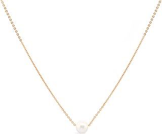 Olivia & Pearl 18K Gold Pearl Necklaces for Women | Certified AAAA+ Grade Womens Jewellery | Single Elegant Ethically Sourced Freshwater Pearls | Oh So Fine Necklace (White Gold)