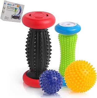 Foot Roller for Plantar Fasciitis and Neuropathy, Foot Massager for Plantar Fasciitis Relief, Neuropathy, Reflexology Tool - 2 Foot Massage Roller & 2 Foot Massage Ball(Blue, Large)