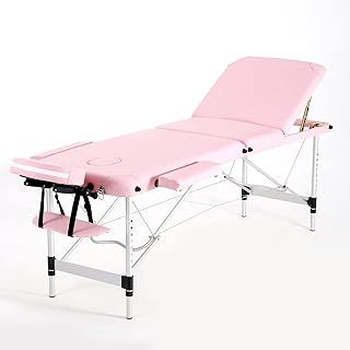 Panana Portable Massage Table Folding Lightweight Beauty Salon Spa Bed Therapy Couch (Pink, 60cm Width 3 Section Aluminum)