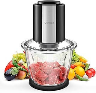 Food Processor, Vinoil Food Chopper for Vegetables,Meat,Fruits and Nuts,4 Durable Stainless-Steel Blades Food Capacity with 1200ml Blender Bowl, Black，Kitchen Tools，Baby Food Blender
