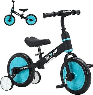 UBRAVOO Fit 'n Joy Beginner Toddler Training Bicycle, 4-in-1 Kids Balance Bike with Pedals & Training Wheels Options, Trike to Bike Riding Toys for Boys Girls 2-5