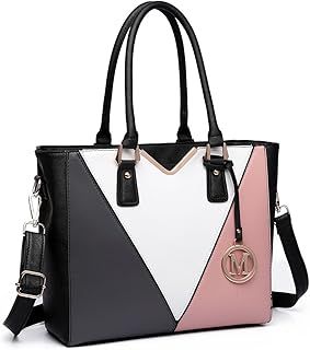 Miss Lulu Leather Look V-Shape Shoulder Handbag Lightweight Medium Tote Bag Handbags for Women