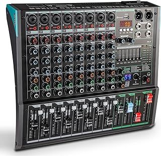 Mixers Audio 8 Channel Mixer, Dj Mixer Board Mixer Audio Bluetooth MP3 Mixer for Music With 99 Kinds of DPS Digital Effects, Usb Audio Mixer for Karaoke Speakers