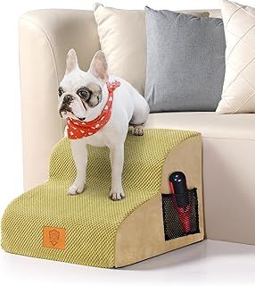 Masthome Dog Steps for Bed Sofa, 2-Step Waterproof Dog Stairs with High Density Foam, Non-Slip Pet Ramp with Washable Cover for Small Dogs and Cats, 40x30x35cm