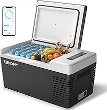 EUHOMY 18L Car Fridge, Compressor Fridge -20℃~20℃, Portable Refrigerator 12/24V DC 100-240V AC, Portable Freeze with APP Control for Camping, Travel, Boat