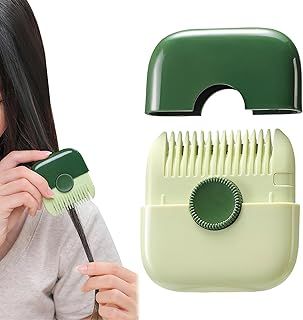Dual-Side Hair Cutting Comb, 2 in 1 Hair Trimmer Adjustable Split Ends Hair Trimmer Mini Manual Hair Trimmer Comb Portable Double Sided Hair Razor Comb Cutter Hair Trimmer for Women (Green)