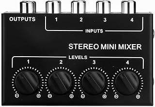 4 Channel Stereo Audio Mixer Support RCA Input and Output Mini Passive Stereo Mixer with Separate Volume Controls