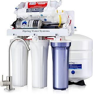 iSpring RCC7P-AK 6-Stage Reverse Osmosis Water System Under Sink with Alkaline Filter and Pump, pH+, 75 GPD, TDS Reduction, RO Drinking Water Filtration System