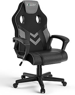 bigzzia Gaming Chair Ergonomic Computer Chair Height Adjustment with Fixed Armrest (Classic, Grey)