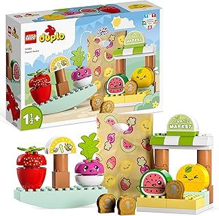 LEGO DUPLO My First Organic Market, Fruit and Vegetables Toy Food Set, Learn Numbers, Stacking Educational Toys for Toddlers 18 Months - 3 Years Old 10983