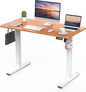 ERGOMAKER Electric Height Adjustable Standing Desk 80x60cm (31.5"x23.6"), Sit Stand Desk with Splicing Top for Home Office (Black Frame + Black Desktop)