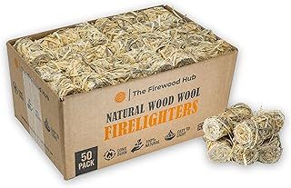 50 - Wood Wool Firelighters for Safe, Clean, and Odorless Ignition of Wood and Log Burners, BBQs, Pizza Ovens, and More - The Perfect Fire Starter For Any Occasion.