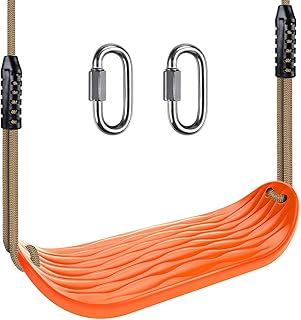 BeneLabel Swing Seat, Kids Swing Hard Plastic Swing Indoor/Outdoor Child Tree Swing Board with Adjustable 130-200cm Rope for Baby/Teens, Orange Water Ripples / 250lbs