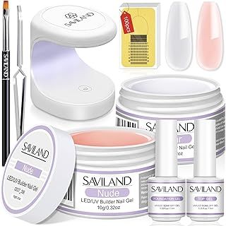 SAVILAND Builder Nail Gel Kit: Nail Extension Kit With Mini Nail Lamp 100Pcs Nail Forms Clear Pink Builder Gels,Builder Gels For Nails Kit Nail Extension Nail Strengthen with Nail Art Manicure Tools