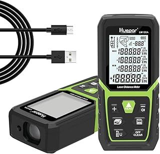 Laser Measure Device 120M/393Ft, Huepar Laser Distance Measure with Electronic Angle Sensor Portable Digital Measure Tool Range Finder with Bubble Level and Large LCD Backlit Mute and Waterproof IP54