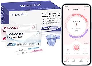 MOMMED Ovulation Kit HCG15-LH40, 15 Pregnancy Tests & 40 Ovulation Test Strips with 55 Urine Cups Reliable & Quick Early Pregnancy Test