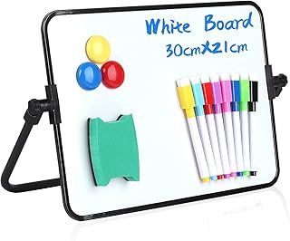 Dry Erase Whiteboards, A4 Size Small Double Sided White Boards, with Dry Erase Pens, Eraser, Magnets for School Home Office Classroom Students Drawing Writing - 30x21 cm+Bracket