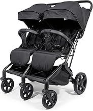 For Your Little One Duo Twin Easyfold Pushchair - Black, Foldable, for Newborn to 3 Years, Compact & One Hand Folding, Only 76cm Wide
