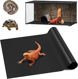 Reptile Carpet, Bearded Dragon Substrates, Tortoise Bedding Mat, Terrarium Substrate Liner for Leopard Gecko, Tortoise, Turtle, Lizard, Snake, Iguana Reptile Tank Accessories Black(45x180cm)