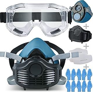 Safety Prevent Dust Gas Face Reusable Adjustable Face Cover Protecting Chemical Face for Dust, Organic Vapors, Chemicals Protection with Safety Goggles