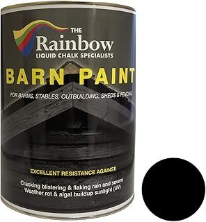RAINBOW CHALK MARKERS LTD Barn Paint - 5L Black | Matte Water-Based Shed, Barn, Exterior Wall & Wooden Building Paint | Durable Acrylic Coating Prevents Mould & Unlikely to Flake, Crack or Fade