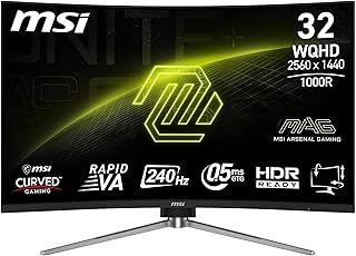 MSI MAG 325CQRXF E2 32 Inch WQHD Curved Gaming Monitor - 1000R 2560 x 1440 Rapid VA Panel, 240 Hz - 05ms (GtG, Min), Adaptive Sync - DP 14a, HDMI 20b CEC, USB Type-C (DP alt w- 15W PD)