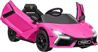 Lamborghini Revuelto Licensed Electric Car for Kids with Butterfly Doors, 12V Kids Electric Ride On with Suspension, Remote Control, LED Lights, Horn, USB, MP3 for 3-5 Years, Pink
