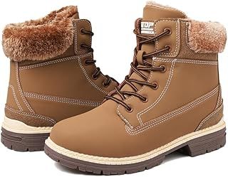 Snow Boots Womens Winter Boots Waterproof Ankle Boots Warm Fur Lined Walking Boots Ladies Hiking Boots Mid Calf Boots Lace up Lightweght Non-Slip Outdoor Work Boots