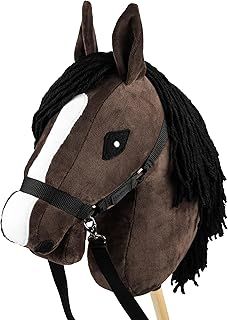 Hobby Horse Bay, Halter and Reins Included, Brown Horse on a Stick, Large A3 Size