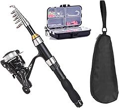 doorslay Telescopic Fishing Rod and Reel Combo Set Fishing Rod Reel Combo Full Kit 1.5m Telescopic Fishing Rod Spinning Reel Set with Hooks Soft Lures Barrel Swivels Storage Bag