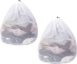 2 Pcs Drawstring Laundry Bag, 60 x 90 cm Mesh Laundry Wash Bag Washing Bags for Washing Machine Large Laundry Bags Laundry Net (White)