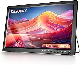 Desobry Portable TV 15.6 inch 1080P Rechargeable Battery TV with DVB-T2 Tuner, Small support USB HDMI AV input, 12v tv for campervan with AC Adapter and Remote Control