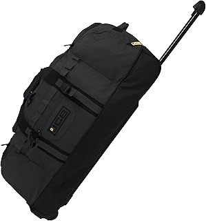 JCB - Men's Wheeled Holdall Duffle Bag - Black - Water-Resistant PU Base - Retractable Trolley Handle - Max. Capacity of 70L - Strong & Tough Travel Bag, 1,000 Denier Polyester
