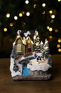 Marco Paul Christmas Village Scene Light ice Skating Scene Christmas Decorations Christmas Village Sets Christmas Table Decoration Christmas Window Decorations Christmas Ornaments Room Decorations