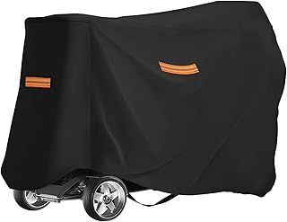 420D Oxford Cloth Mobility Scooter Cover, Heavy Duty Waterproof Cover with Silver Inner Coating, Electric Scooter Cover with Windproof Strap, Reflective Motorcycle Cover, 55.1 x 26.0 x 35.8 Inches