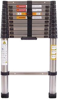 UTTAM Stainless Steel Telescopic Ladder: Extendable, Portable, Sturdy, Multi-Purpose, EN131 & CE Certified for Versatile Home Maintenance (2.6M/8.5FT Straight)