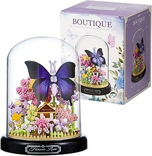 Aigidusansu Flower Bouquet and Insect Building Kit, Flowers Botanical Mini Building Blocks Set Toy for Adults, Christmas Birthday Gift for Her Mom Wife Girlfriend (Butterfly)