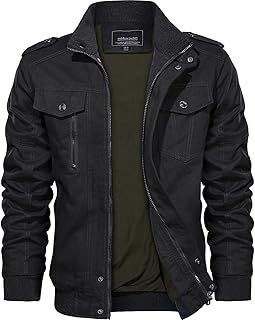 KEFITEVD Cargo Jacket Men Bomber Military Coat Casual Cotton Smart Mens Jacket