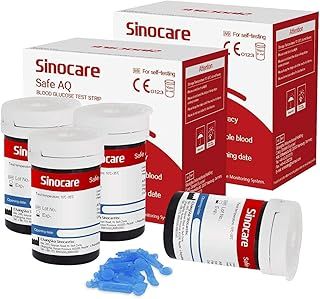 Sinocare Blood Glucose Test Strips Only for Safe AQ Smart Blood Suagr Monitor or Safe AQ Voice Blood Glucose Monitor (Strips x100)