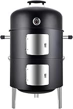 SUNLIFER Charcoal BBQ Grill, Heavy Duty 3-in-1 Barbecue Smoker Grill for Garden Camping Outdoor Cooking and Grilling 89x56x43CM