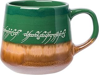 Silver Buffalo Lord of The Rings Elven Text High Gloss Reactive Glaze Tapered Pottery Mug,18 Ounces