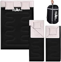 SAIL 3-4 Season Double Sleeping Bag with 2 Pillows - 2-in-1 King Size or 2 Single Person, 250GSM Design, Lightweight Waterproof Polyester - Professional Hiking, Camping & Backpacking Gear - Black