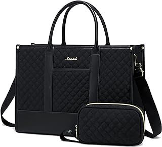 LOVEVOOK Laptop Bags for Women Handbags 15.6 Inch, Ladies Tote Bag for Work Office Business School, Large Womens Shoulder Bag with Adjustable Straps & Clutch Lightweight, Black